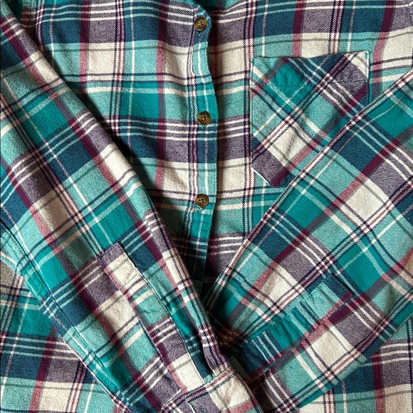 Field & Stream Teal and Purple Plaid Flannel Shirt - Picture 3 of 3